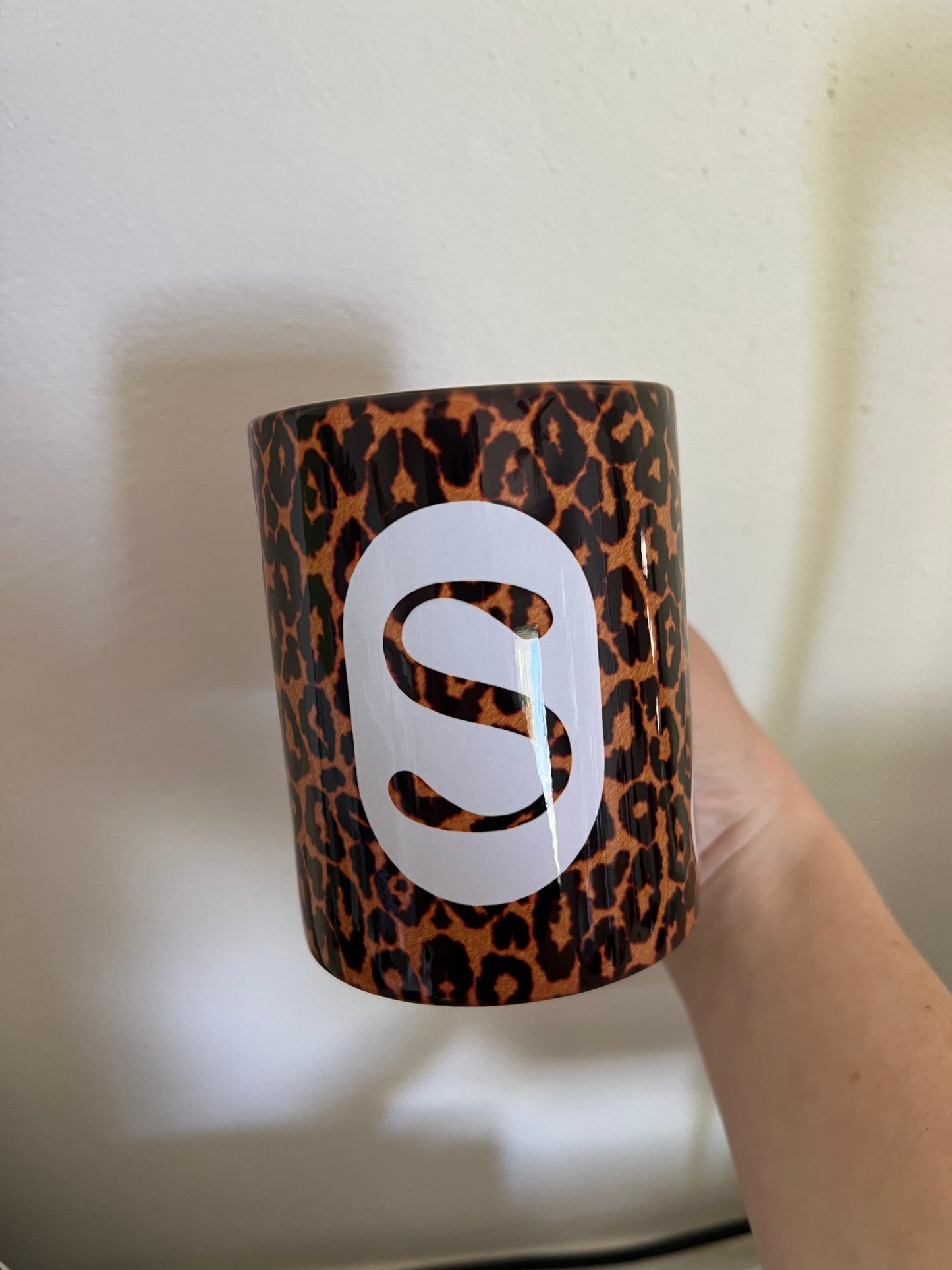 Mug • Your Initial • Rose/Animal Print Design • 15oz