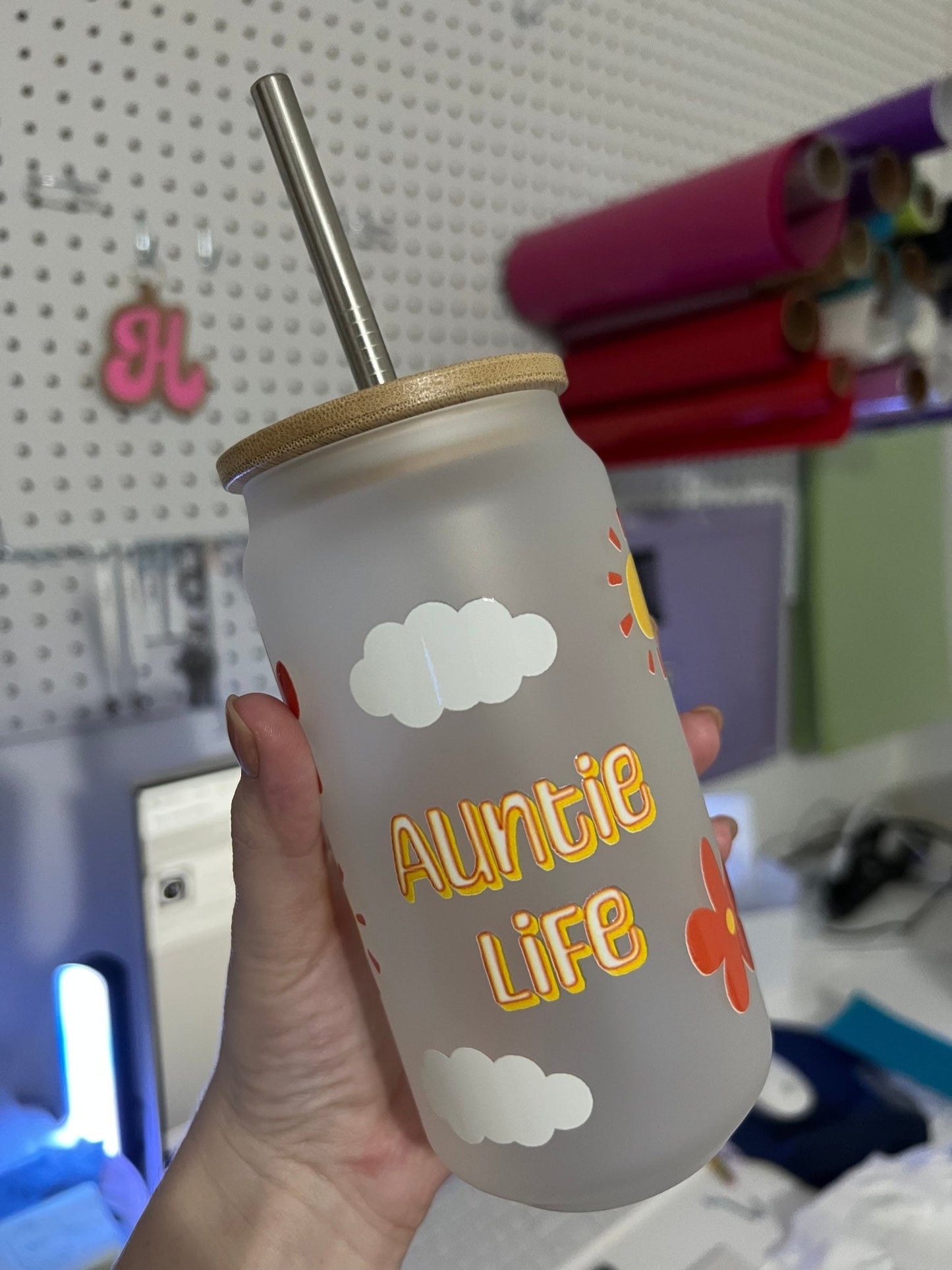 Auntie Life Sunshine Frosted Glass Can 18oz