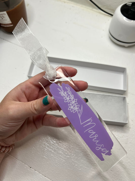 Name & Birth Flower Acrylic Bookmark