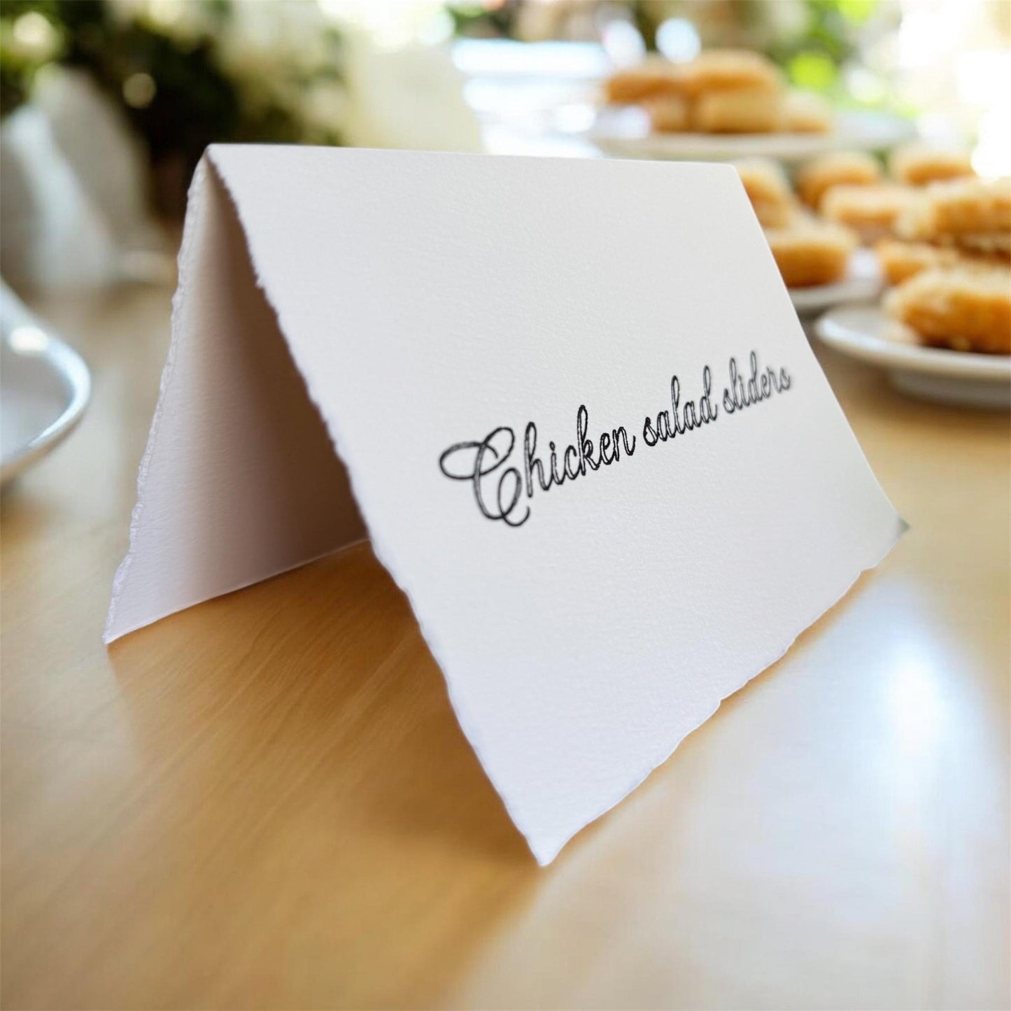 Wedding Place Cards | Handmade Deckled Edge Escort Cards | Wedding Food Labels, Bar Signs & Guest Name Cards | Textured Cotton Paper