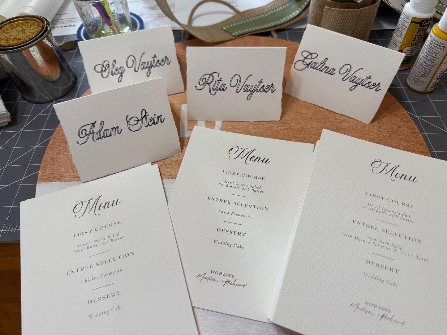 Wedding Place Cards | Handmade Deckled Edge Escort Cards | Wedding Food Labels, Bar Signs & Guest Name Cards | Textured Cotton Paper
