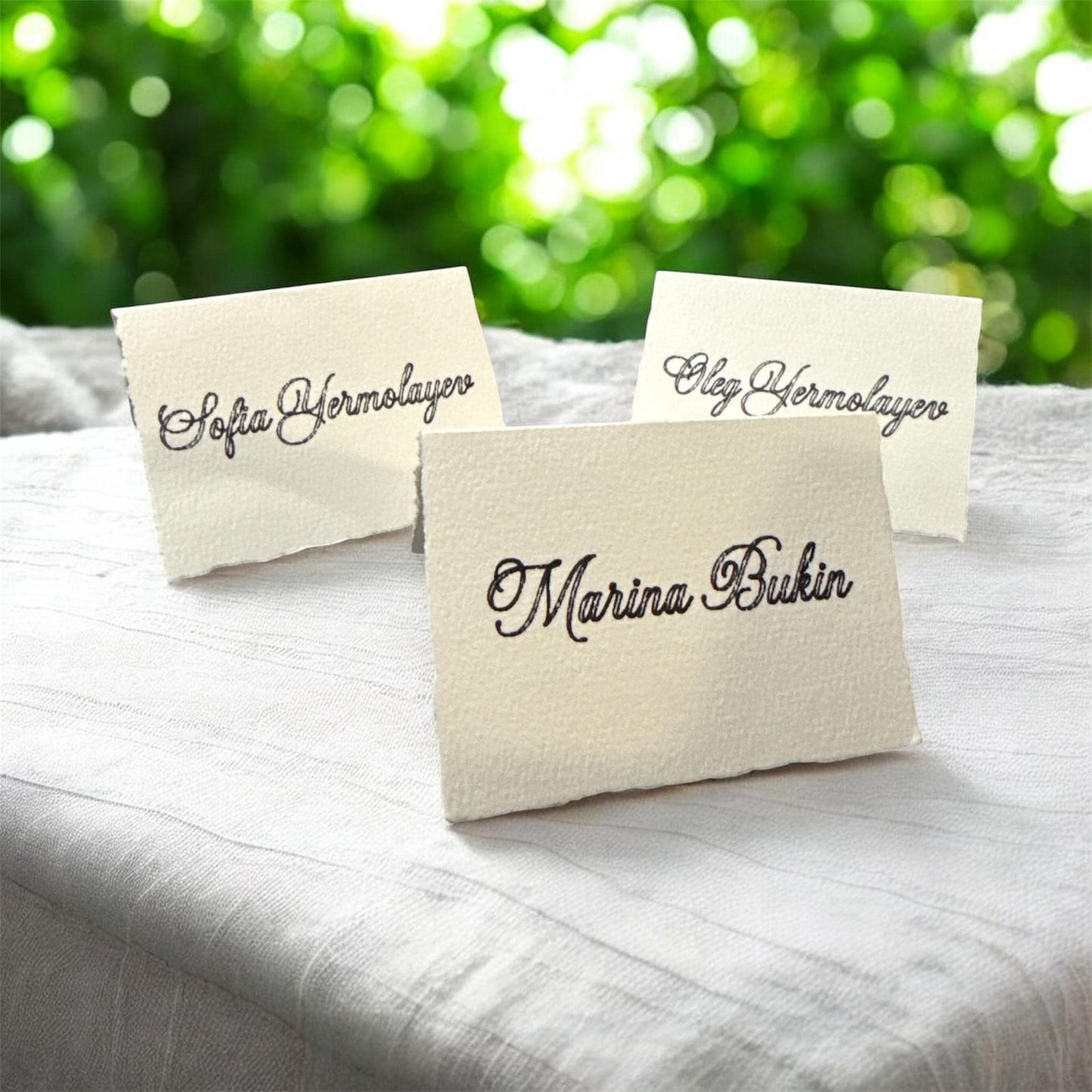 Wedding Place Cards | Handmade Deckled Edge Escort Cards | Wedding Food Labels, Bar Signs & Guest Name Cards | Textured Cotton Paper