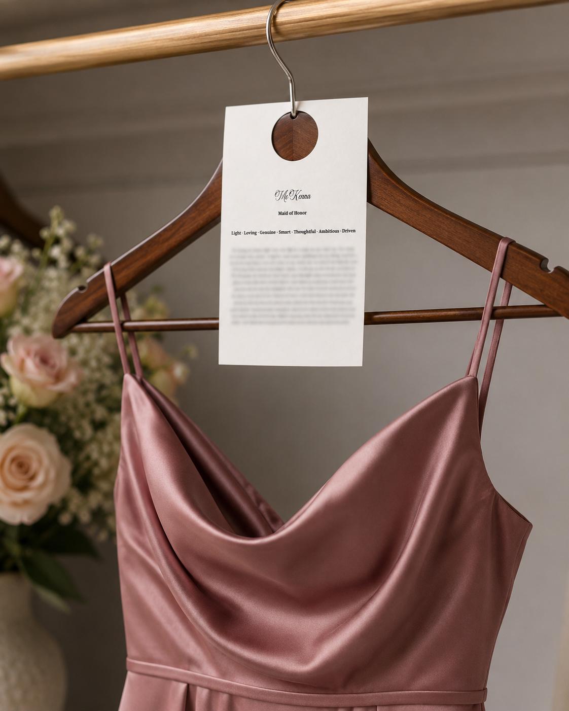 Personalized Bridesmaid Hanger Tag | Bridesmaid Proposal Gift | Maid of Honor Gift | Custom Bridal Party Letter | Wedding Dress Hanger Tag |